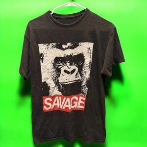 Stonerrillas savage Black Gorilla Graphic T-Shirt MEDIUM